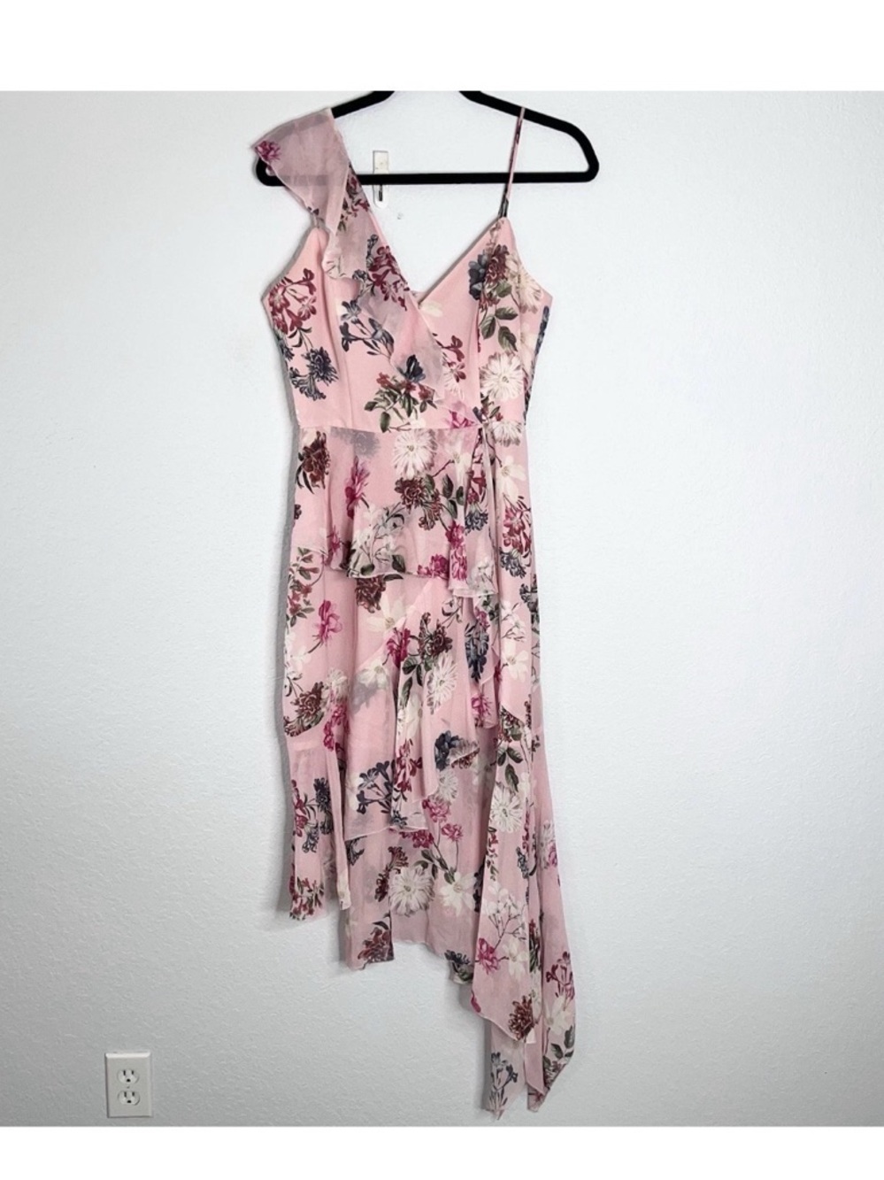 NICHOLAS Pink Floral One-Shoulder Asymmetric Midi Dress - Picture 3 of 10